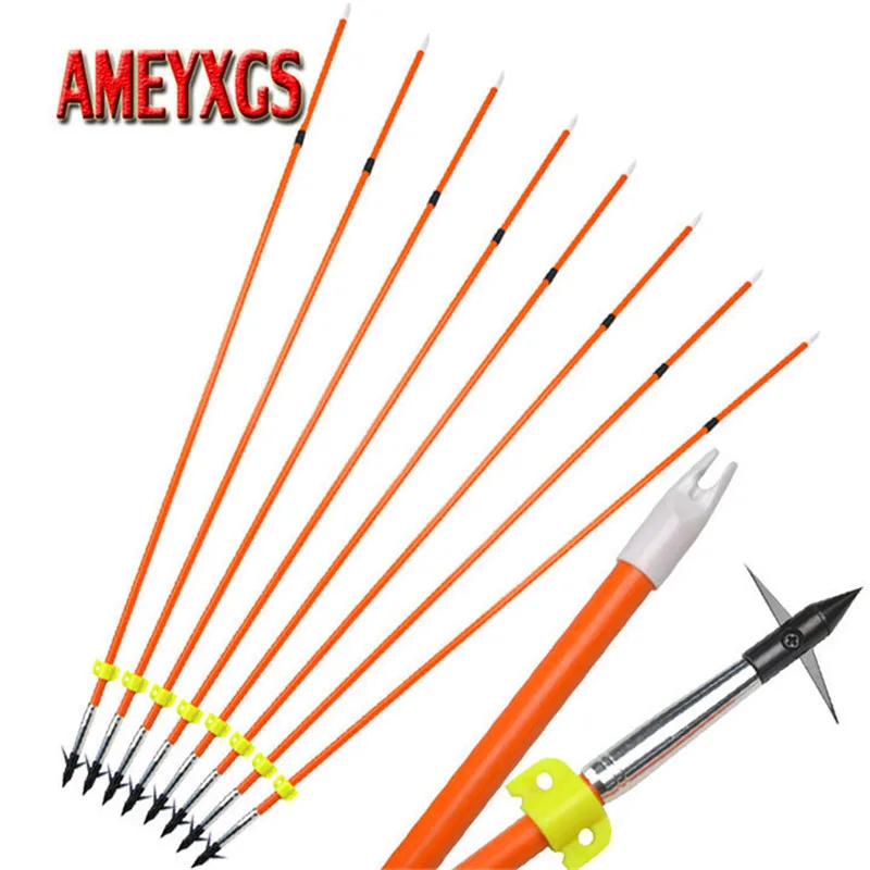 12pcs Archery Fishing Arrow 32inch Fiberglass Arrow Professional Shooting Fish Arrowhead Outdoor Bowfishing Hunting Accessories