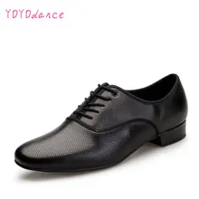 Кожаные Танцевальная обувь мужчины кроссовки черный Латинской бальных туфли плоский каблук танцевальной обуви для мужчин пятка Plug Размер бальные мужские туфли 7331