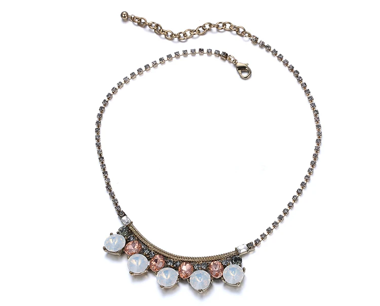 Rhinestone chain necklace collar eManco womens new summer arrivals opal crystal pendant choker NL13153