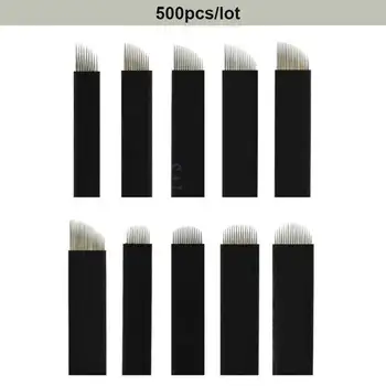 

500 Pcs 0.18mm Black Flex 7/9/11/12/14/16/17/18/21 Needle for Tattoo Eyebrow Microblading Blades For Permanent Makeup Manual Pen