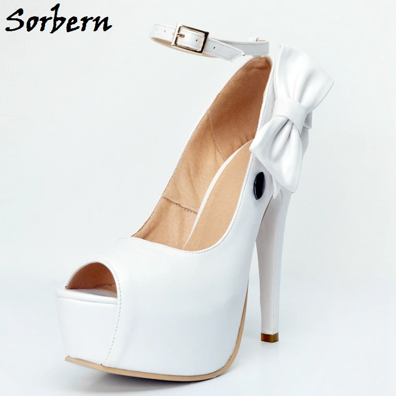 white platform heels with ankle strap