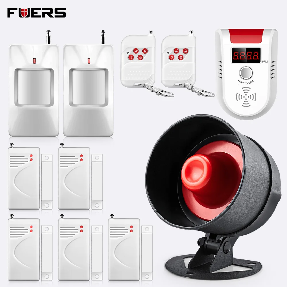 

Fuers 120dB Anti-theft Alarm Siren Garage Motion GAS Detectors Wireless Home Security Surveillance Protection Alarm System Kit