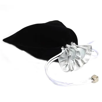 

De Bijoux 50Pcs 11*9.5Cm Silver Color Top Black Velvet Pouch Jewelry Gift Bags,Phone Promotion Party Bracelet New Year Gift Bag