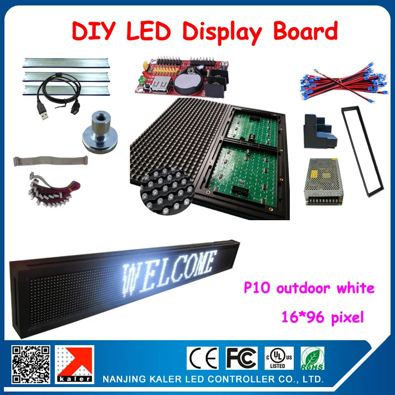 

3pcs p10 white led modules display indicator board programmable moving message led sign 16*96 pixel diy kits