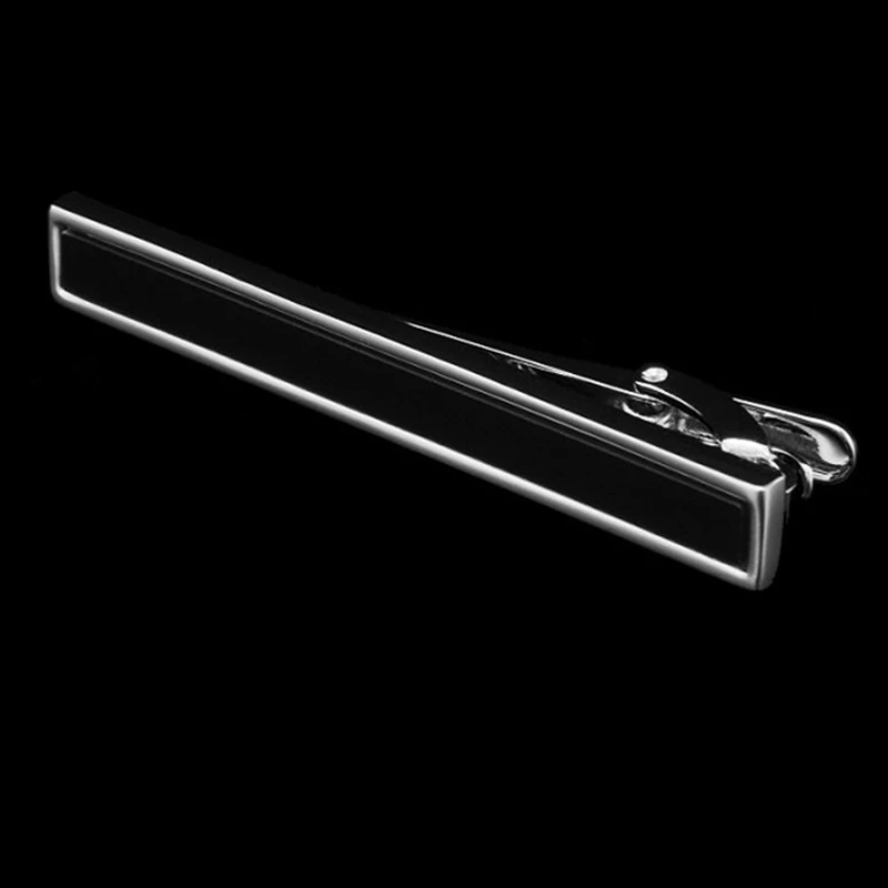 CHUKUI Drop Shipping Luxury Silver Color Black Crystal Stone Tie Clip Copper Tie Bar Men's Tie Pin For Father's Day Gift (8)