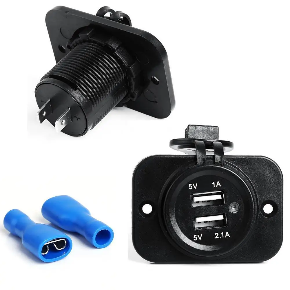 12V Car Universal Waterproof Dual 2 USB Car Cigarettes Lighter Socket