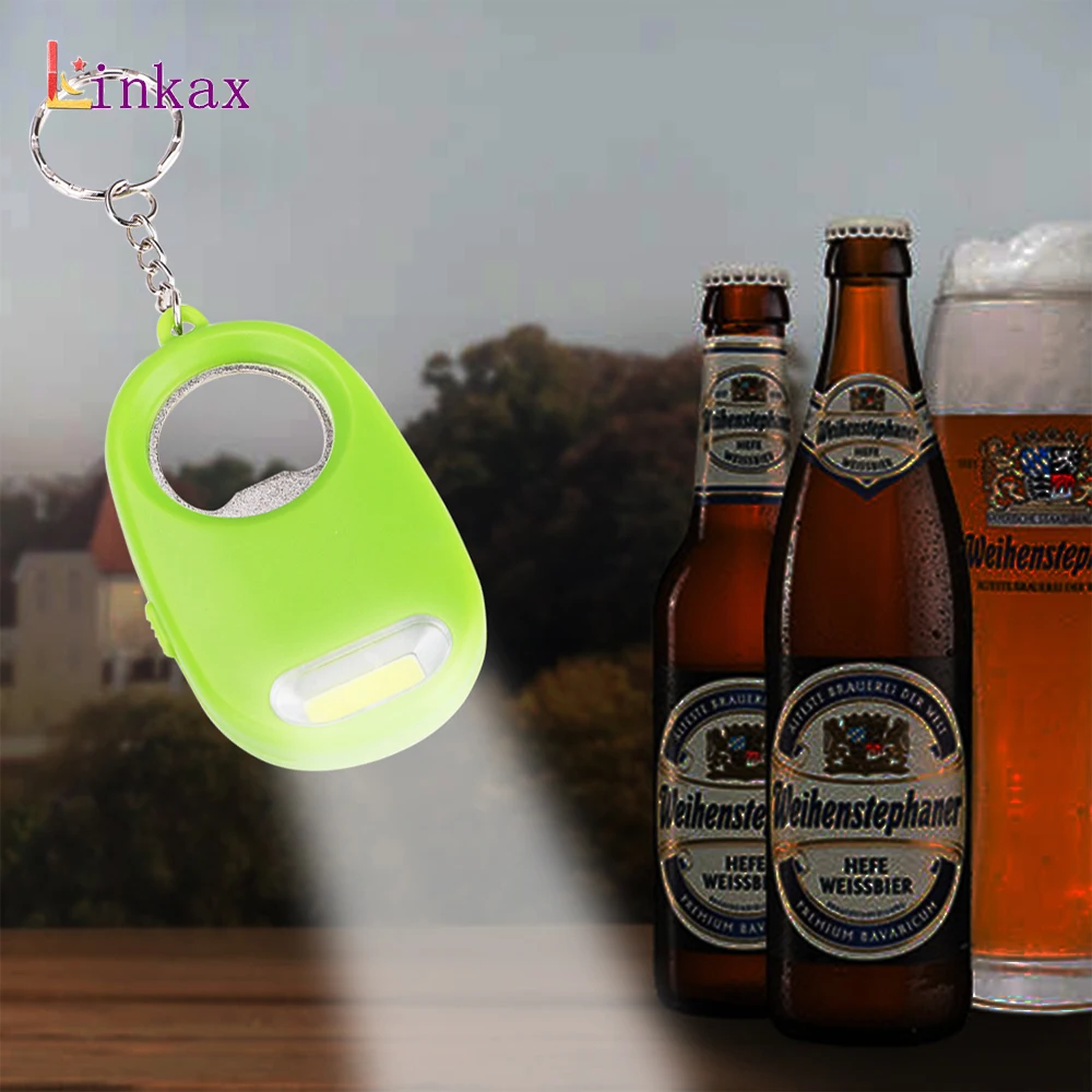 

2 In 1 Bottle Opener Keychain Light Mini Key Ring Lantern Bar Tool Pocket Beer COB LED Flashlight Torch
