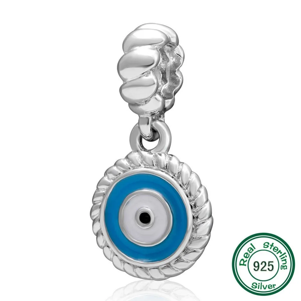 Nouveau DIY Balancent coeur Charmes 925 Sterling Argent Bleu Œil vigilant Charme Pendentif fit pour Pandora bracelets et Colliers