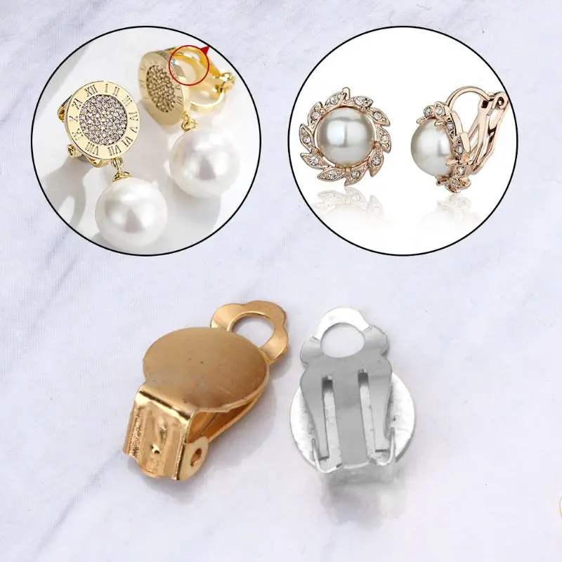 

Clip-on Earrings Flat Round Tray Brass DIY 50Pcs Non Piercing Jewelry Findings