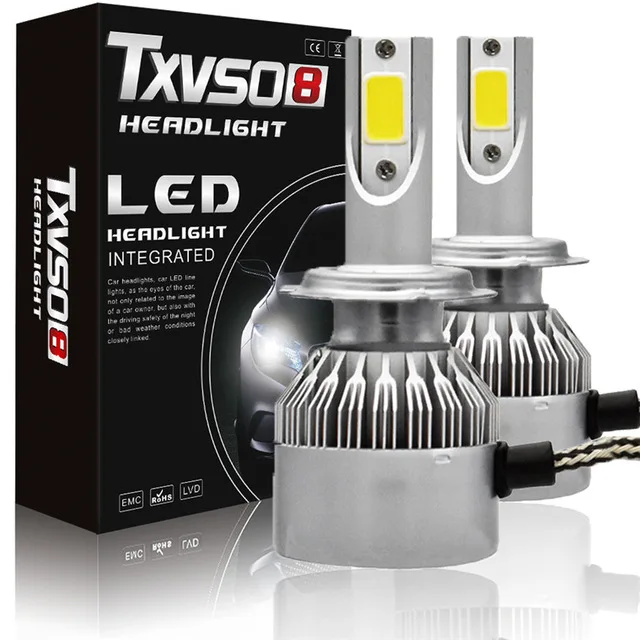 

TXVSO8 2x led H7 LED Fog Light Bulbs Kits-Flip COB Chips-55W 26000LM Pair 6000K (Pack of 2) Auto Led Headlight Bulb 55W/Bulb