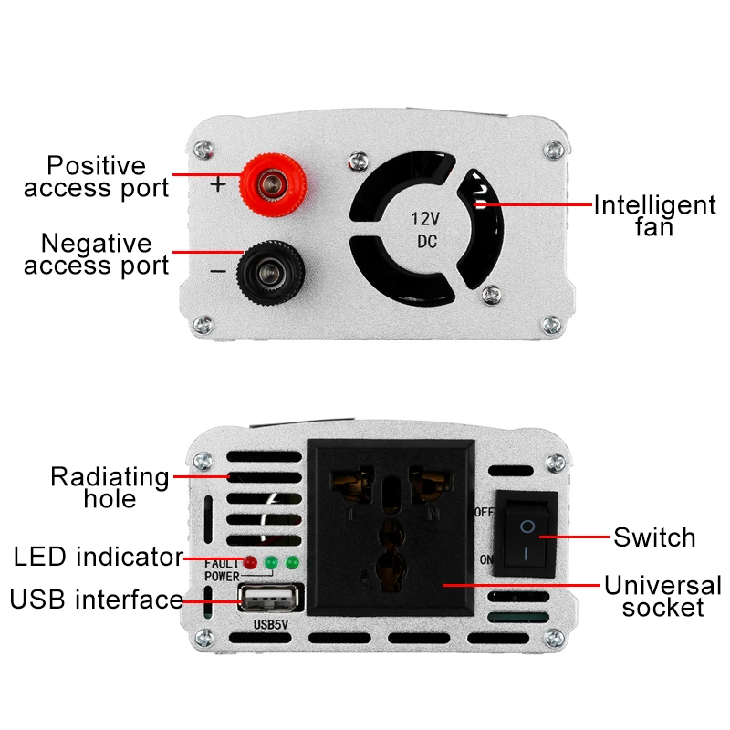  4000W Peaks inversor de energía Solar 12V 220 voltaje modificado onda sinusoidal carga USB para coc