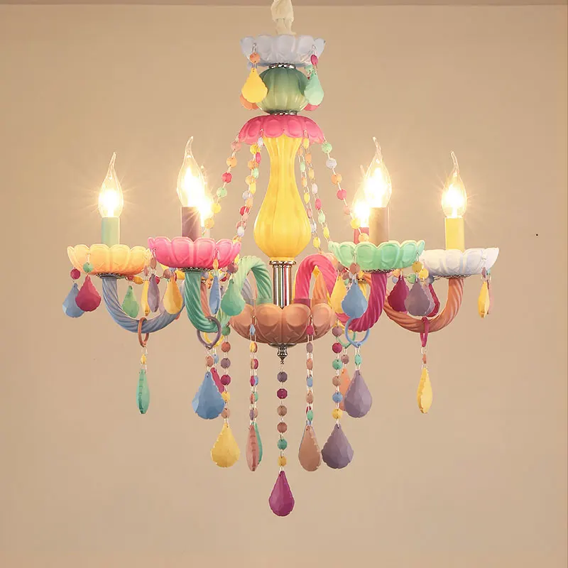 modern Colorful Chandelier LED Lights Kid Room Macaron ceiling Hanglamp