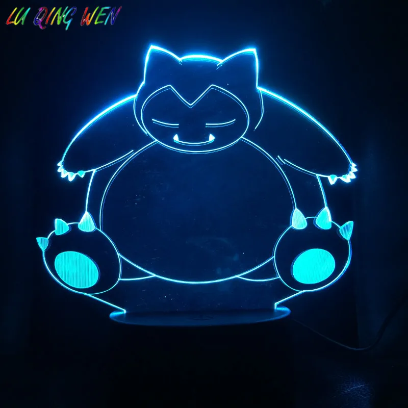 Snorlax светодиодный ночной Светильник USB сенсорный датчик RGB декоративный ночной Светильник детский подарок Мультяшные игрушки игры покемон настольная лампа для спальни