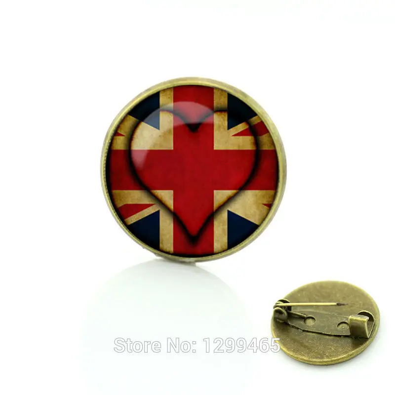 

Steam punk British flag jewelry Vintage Dress Accessories Christmas gift for men and women jewelry Glass cabochon dome pin C242