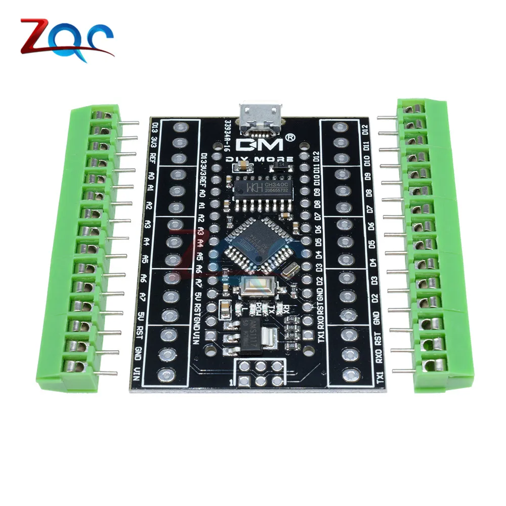 Micro USB Atmega328P Nano V3.0 CH340 драйвер с адаптером клеммой Плата расширения 2 в 1 модуль