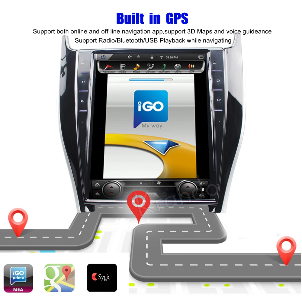 Discount Krando Android 8.1 12.1" Vertical screen car radio player gps navigation for Toyota Harrier entertainment player buletooth 2