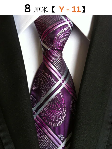 RBOCOTT мужской галстук 8 см клетчатый галстук фиолетовые черные Цветочные Галстуки Синий полосатый галстук красный свадебный для мужчин аксессуары для костюма - Цвет: 11