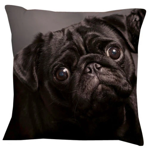 Hitam Pug Wajah Lempar Bantal Kasus Sarung Bantal Lucu Pug Anjing