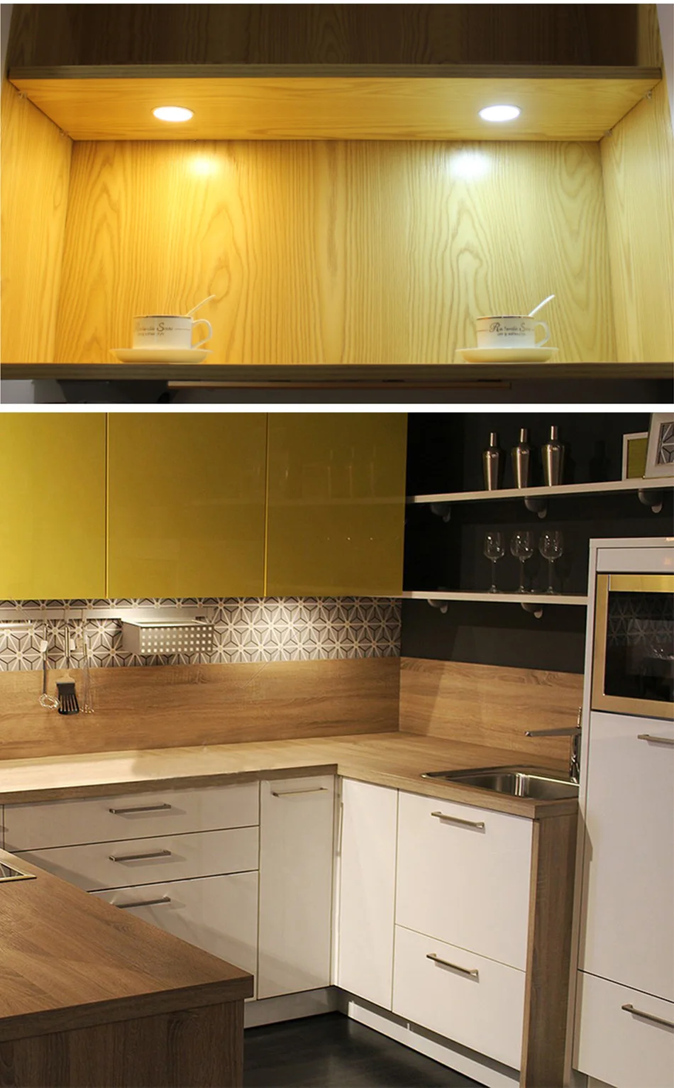 LED Under Cabinet Lights Closet Light 12V 3W Connecting Round Bookshelf Kitchen Surface Mounted Downlights Puck Showcase Lamp (15)