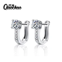 Vintage Women Round Earrings Cubic Zirconia Silver Plated Earing White Stone Crystal Luxury Circle Hoop Earring Jewelry E243
