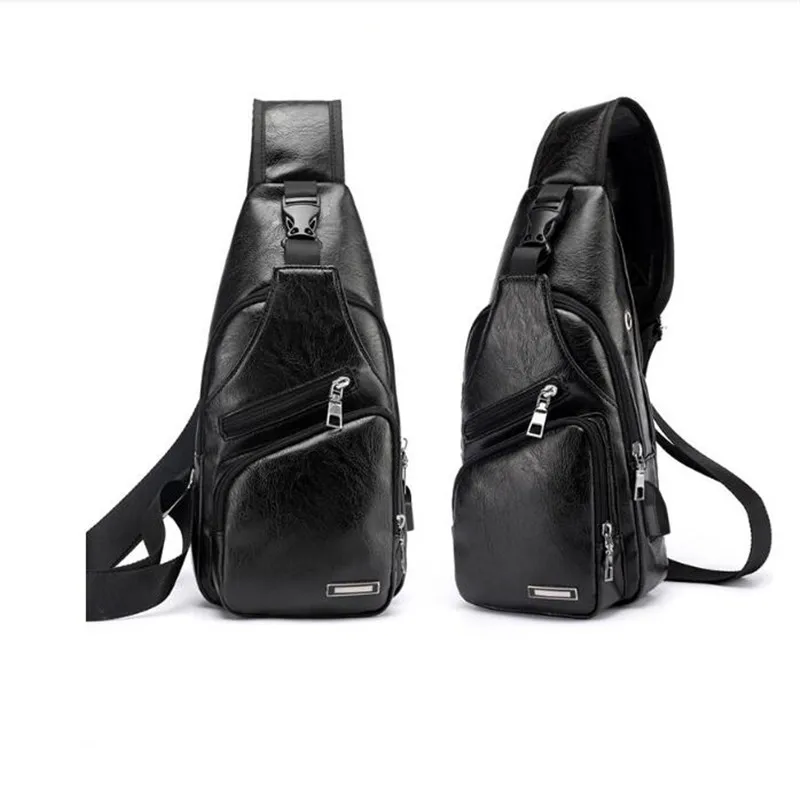 Мужская нагрудная сумка с USB, дизайнерская сумка-мессенджер, мужские сумки через плечо, кожаные сумки на плечо для сотового телефона, мужские дорожные кожаные нагрудные сумки