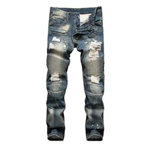 2017 brand jeans men casual slim denim patchwork jeans plus size elastic fabric men’s young skinny jeans washing jeans sexual