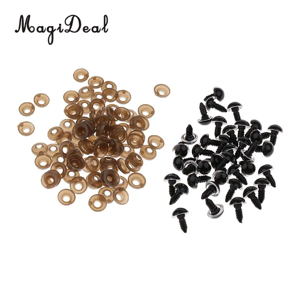 100Pcs 8-12mm Plastic Safety Screw Eyes Kit for Teddy Bear Doll Plush Animal DIY Making Accessories Toys