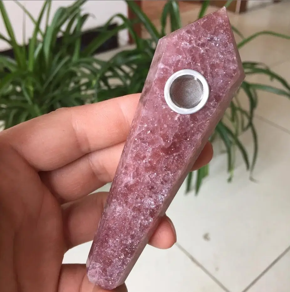 Натуральный драгоценный камень кристалл из клубничного кварца палочка