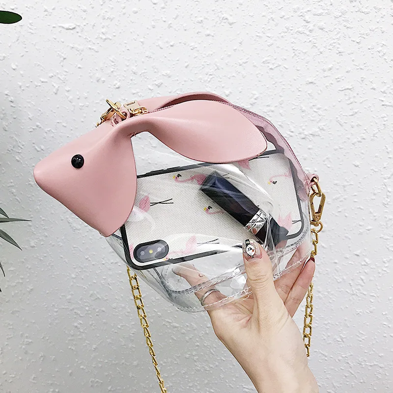 

2019 Classic clutch Messenger Bags Small Chain Shoulder Flap bag women Transparent Bags for girls Crossbody bags rabbit Mini sac