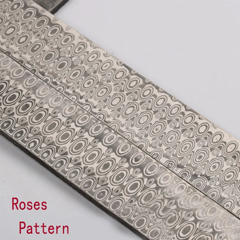 4 kinds Damascus steel DIY knife Making Material Rose Sandwich Pattern steel Knife blade blank Heat Treatment