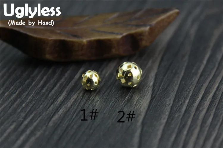 Uglyless реального S925 стерлингового серебра бобы Бисер аксессуары ювелирные изделия DIY ручной работы полые шары Spacer Роскошные Мини выводы