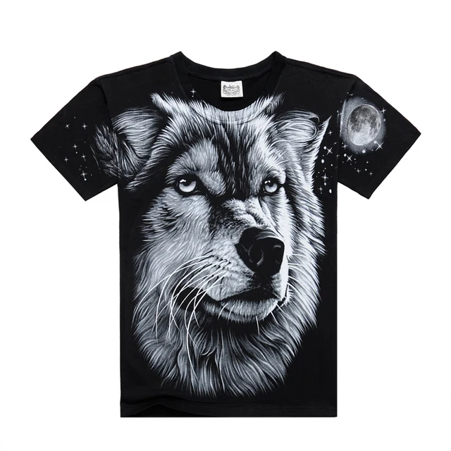 Men T shirt 2016 Summer 3D Wolf Printed On Shoulder T