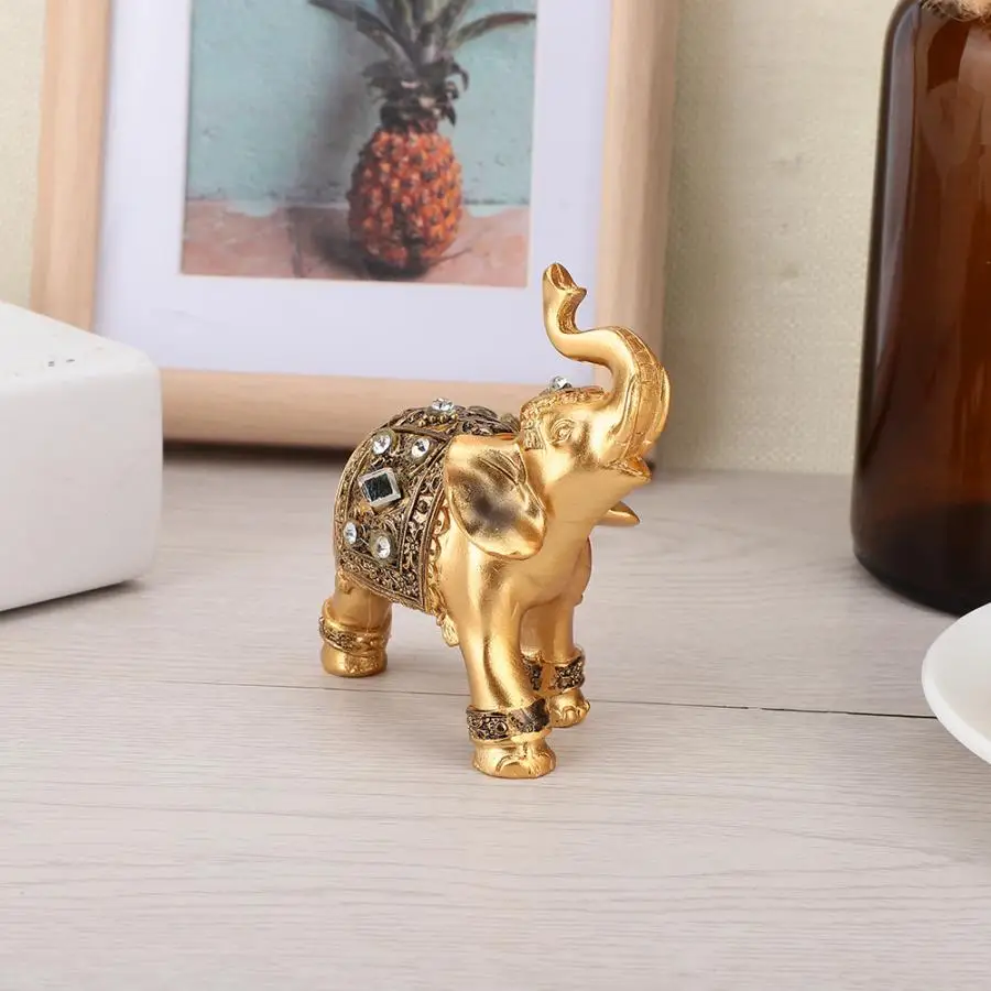 Счастливый Слон Feng Shui Золотой Элегантный Статуэтка женщины с багажного