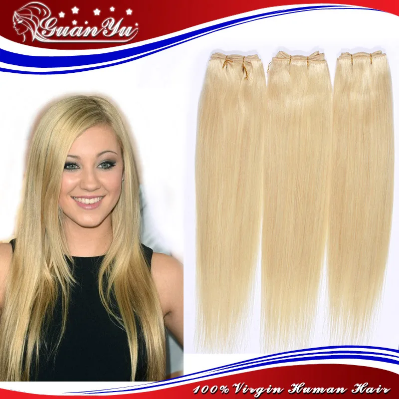 

Best Quality Blonde Brazilian Hair Extensions Silk Straight 7A Grade Full Head Set Double Weft Honey Blonde Brazilian Hair Weave