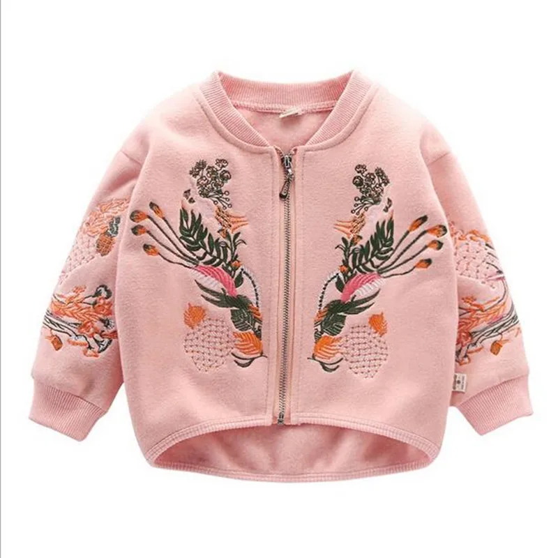 

2019 Autumn Baby Girls Boys Fleece Jacket Children Baseball Uniform Kids Emboridery Floral Cardigan Girls Zipper Coat Outerwear