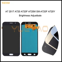 Яркость регулировки ЖК-дисплей для Samsung Galaxy A7 A720 A720F A720M SM-A720F Дисплей кодирующий преобразователь сенсорного экрана в сборе Замена