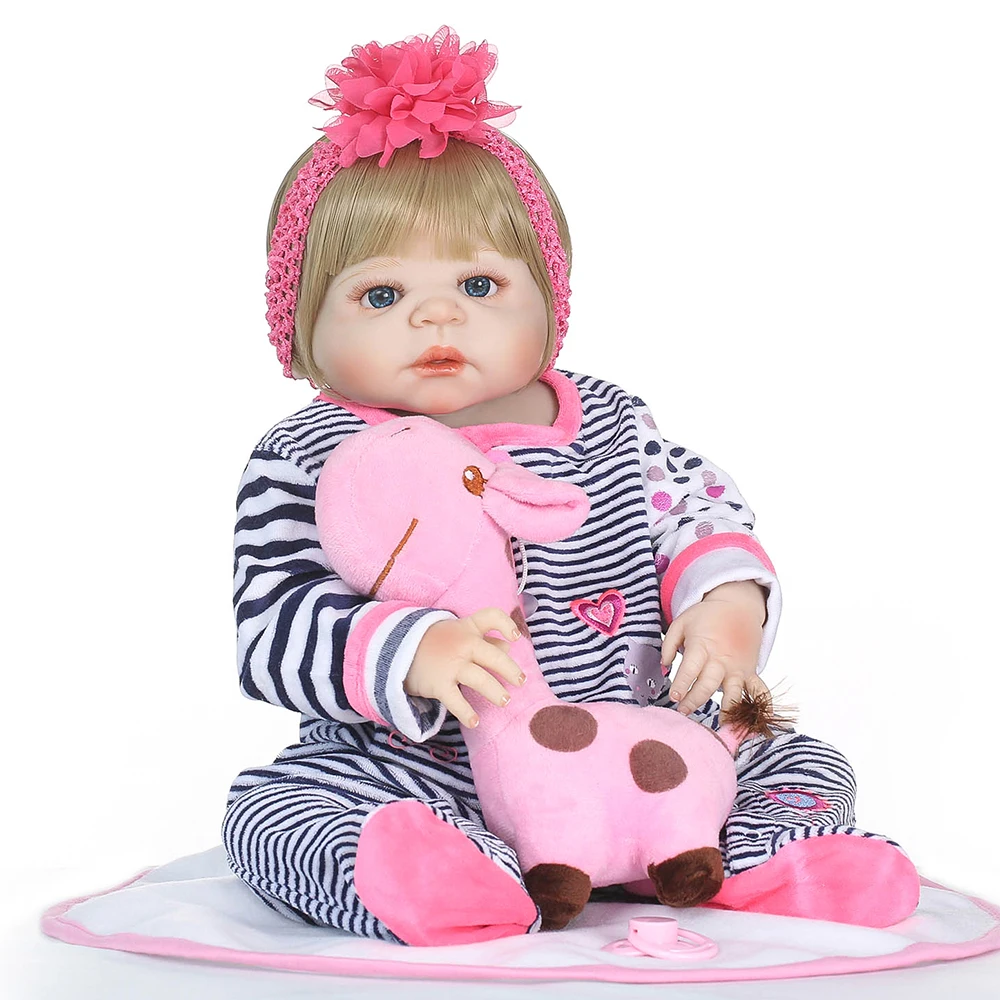 

Boneca Reborn baby girl dolls 23" 57cm lol bebes reborn corpo de silicone inteiro realista menina child fashion doll gift