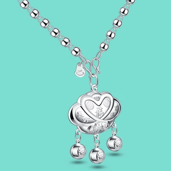

925 sterling silver necklace for women ethnic Solid silver jewelry pendant necklaces long size chain Birthday present for friend