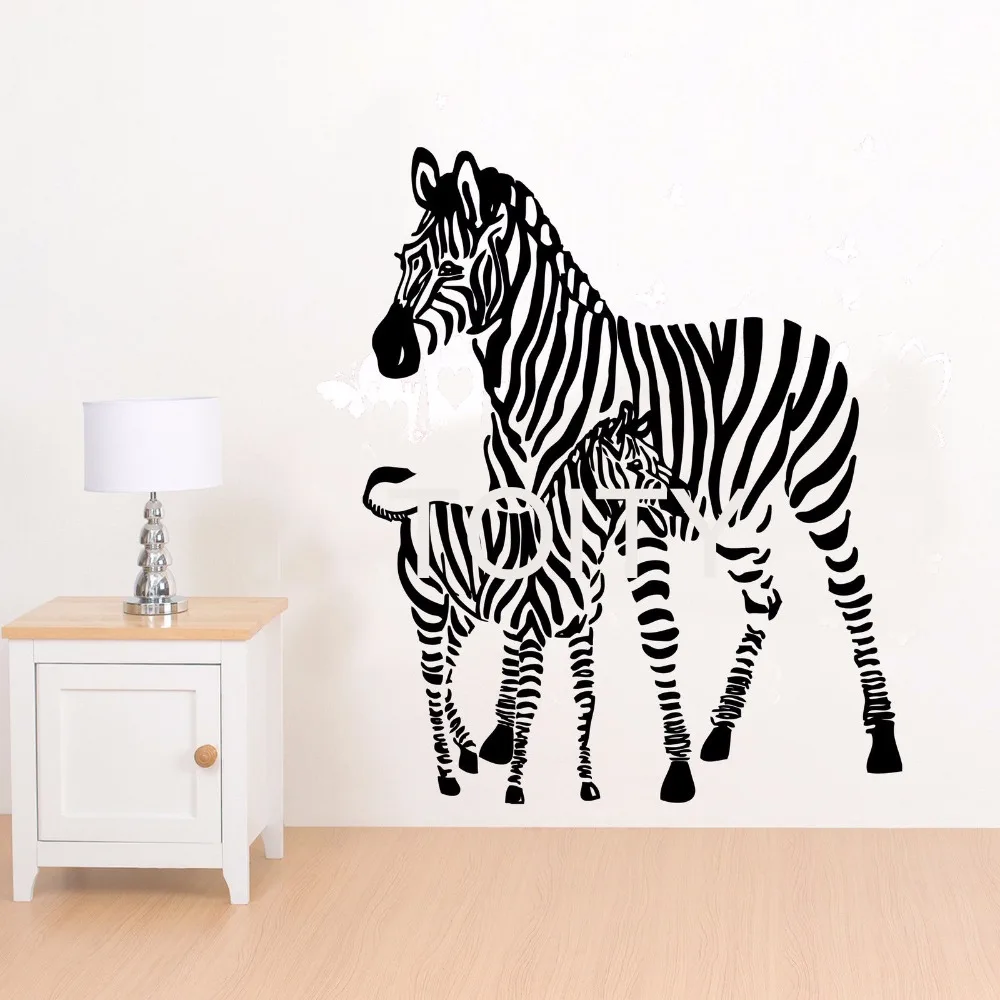 

Mummy Zebra and Calf Wall Sticker African Animal Vinyl Decal Art Children Nursery Decor Home Bedroom Stencil Mural