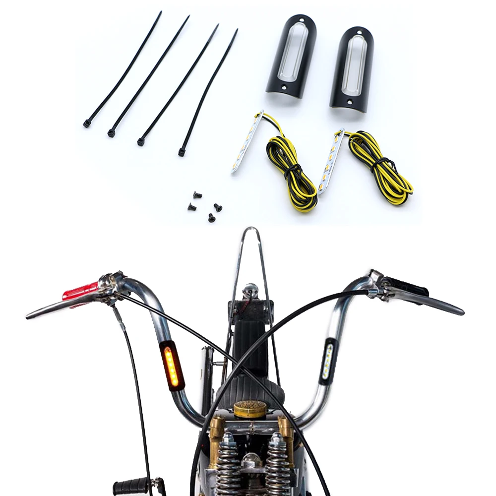 

Motorcycle 7/8'' 1'' Handlebar Waterproof LED Light Decorative Lamp Universal 22mm 25mm Handlebar Turn Signals Chopper Bobber