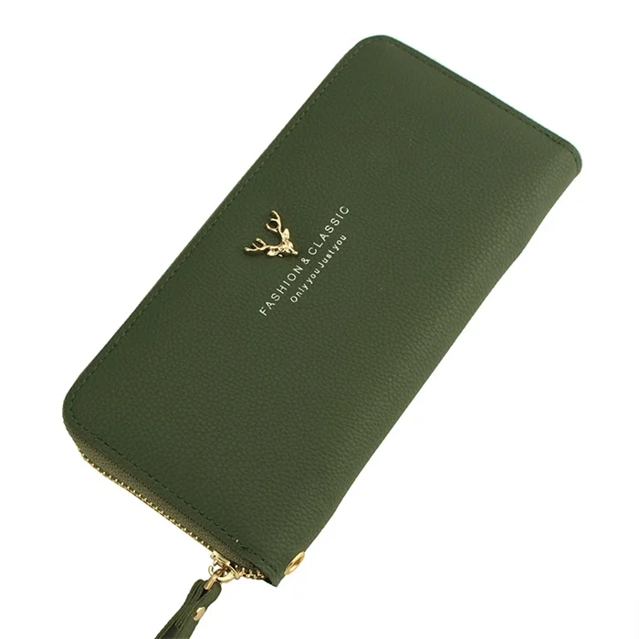 FGJLLOGJGSO кожаный женский кошелек с длинной молнией многофункциональный кошелек для карт Женский монетница - Цвет: green