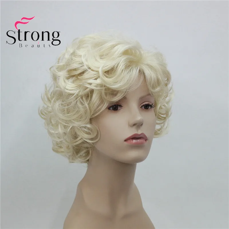 StrongBeauty короткий Мягкий Лохматый слоистый милый блонд кудрявый волнистый короткий синтетический Женский Повседневный Полный парик