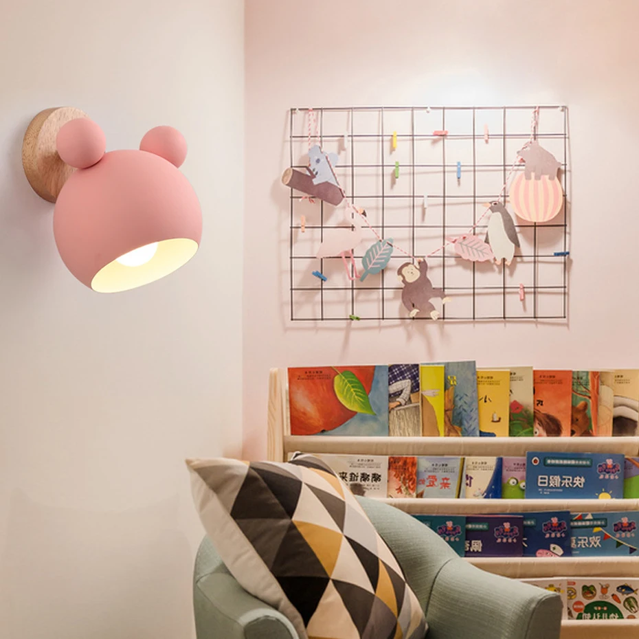 Скандинавская личность креативный мультяшный настенный светильник E27 macaron фон настенный светильник для детей для чтения прикроватный светильник для спальни