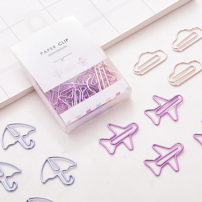 

120PCS/lot Cartoon Shape Mini Paper Clips Kawaii Stationery Clear Binder Clips Photos Tickets Notes Letter Paper Clip Stationery