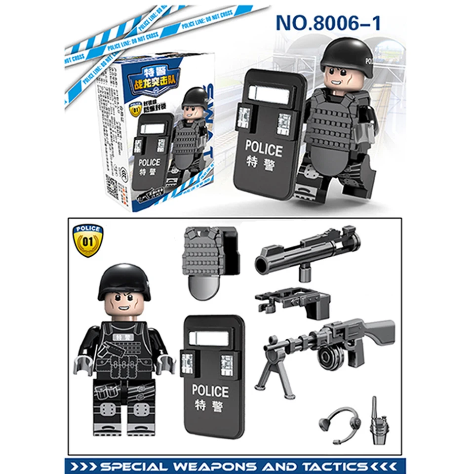 New LegoINGlys Military SWAT City Police Minifigure Modern Commando Special Forces Weapons Building Blocks Mini Figures Toys2