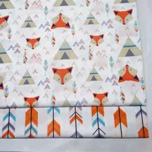 Детская хлопчатобумажная стеганая ткань с принтом лисы на полметра для шитья простыней и платьев, хлопчатобумажная ткань 50x160 см