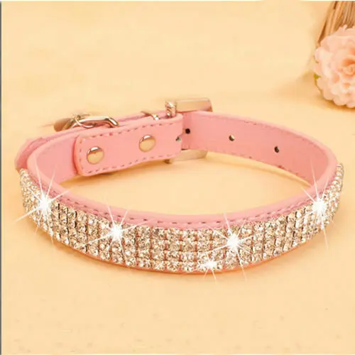 Bling Rhinestone Puppy Dog Collars Personalized Small Dogs Female Dog Collar Custom Necklace Free Name Charms Pet Accessories