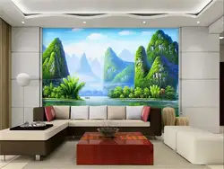Пользовательские 3D фото обои Гостиная росписи River Green Hill пейзажа ТВ диван фон нетканые обои для стен 3D