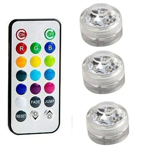 3 lights 1 remote IP68 Водонепроницаемый светодиодный погружной светильник на батарейках, разноцветный, RGB, для аквариума, пруда, бассейна, свадебной вечеринки - Цвет: 3 lights 1 remote