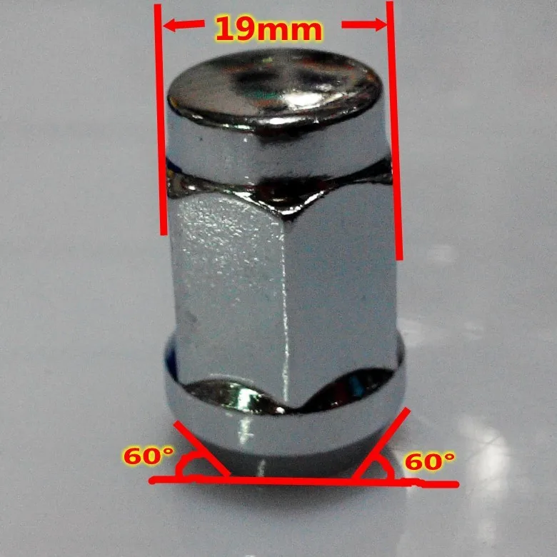 20 шт Универсальные гайки для автомобилей, колесные болты M12x1.25, шестигранные 19